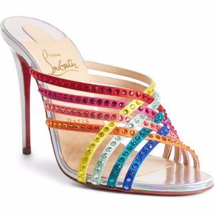 Christian Louboutin Marthastrass 100 Crystal Mules - Rare NWB & Sole Protectors